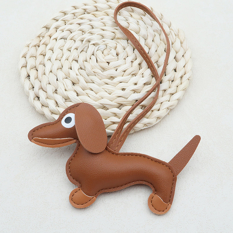 Leren sleutelhanger teckel – schattige honden sleutelhanger dames en heren