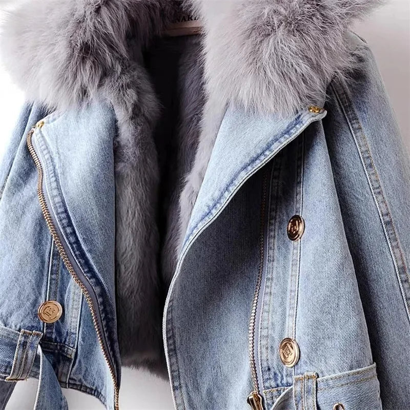Winterjas Dames | Spijkerjas met Bontkraag