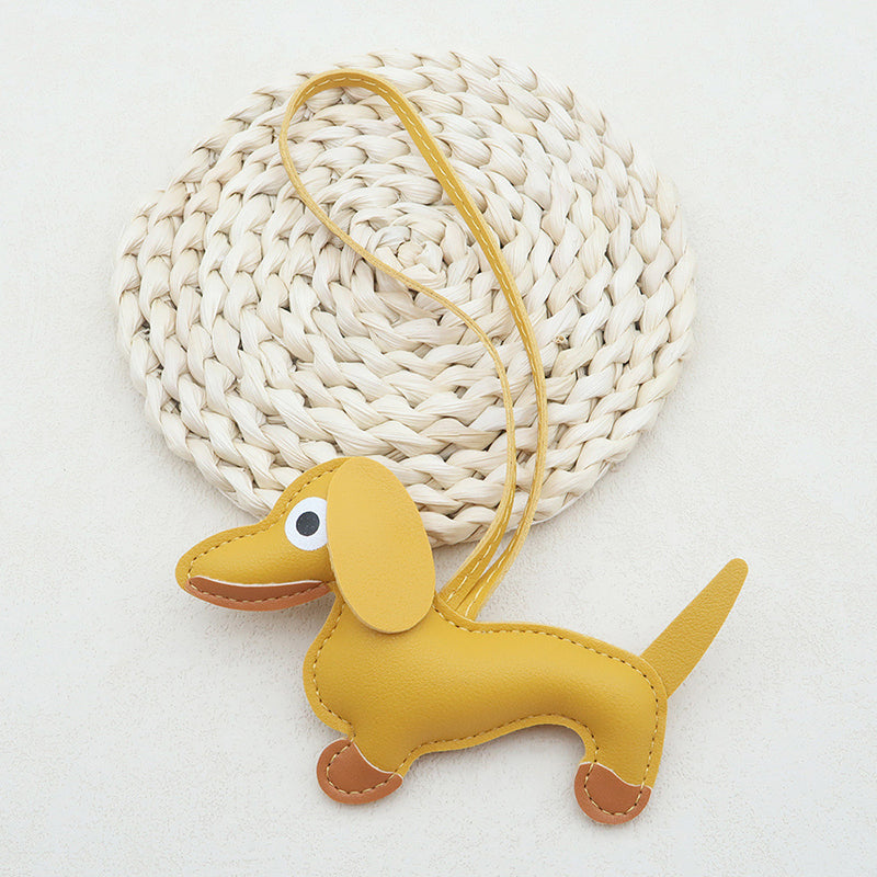 Leren sleutelhanger teckel – schattige honden sleutelhanger dames en heren