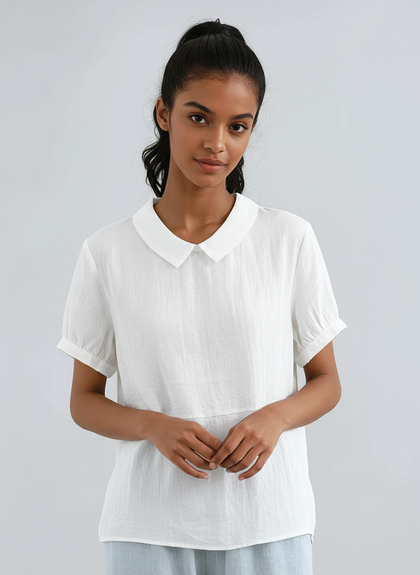 Dames Blouse | Katoen & Korte Mouwen