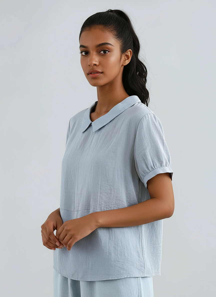 Dames Blouse | Katoen & Korte Mouwen
