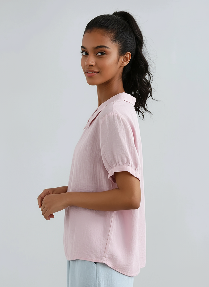 Dames Blouse | Katoen & Korte Mouwen