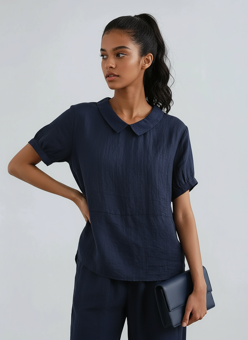 Dames Blouse | Katoen & Korte Mouwen