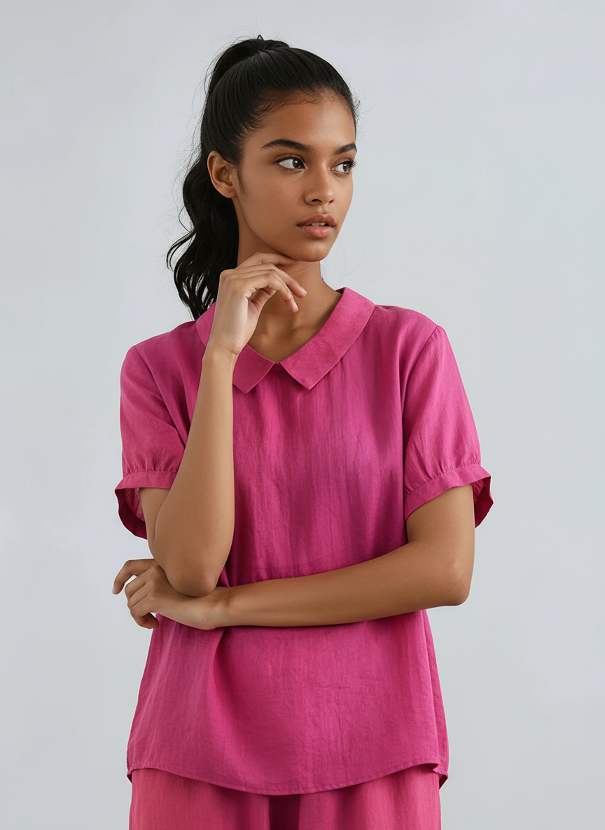 Dames Blouse | Katoen & Korte Mouwen