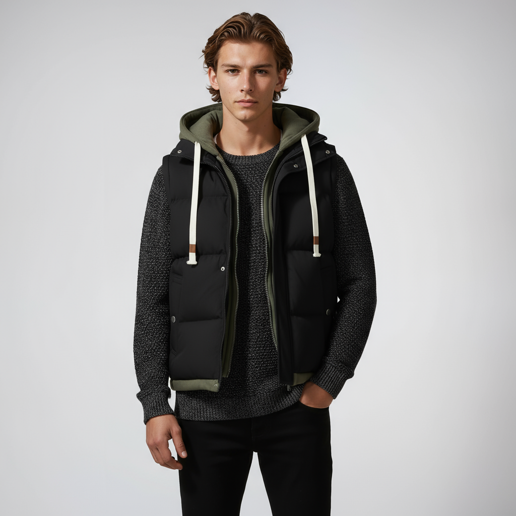 Liam | Heren Puffer Bodywarmer & Capuchon