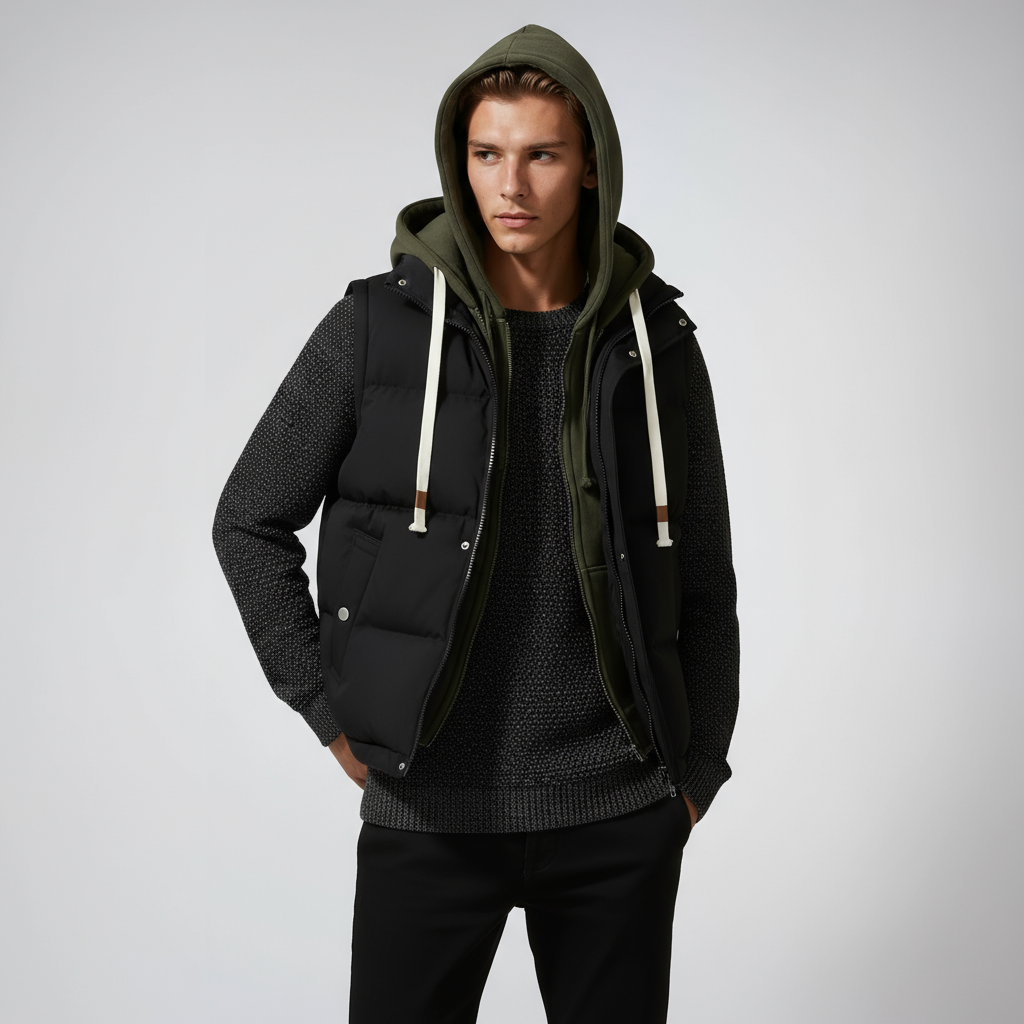 Liam | Heren Puffer Bodywarmer & Capuchon