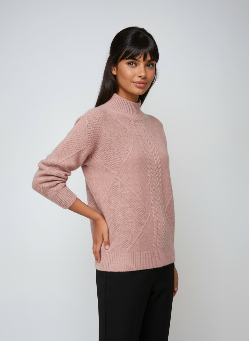 Ellis Trui Dames | Kabelpatroon & Opstaande Kraag
