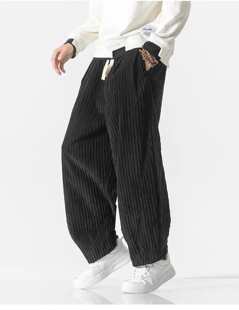 Geribbelde Relaxed Fit Broek