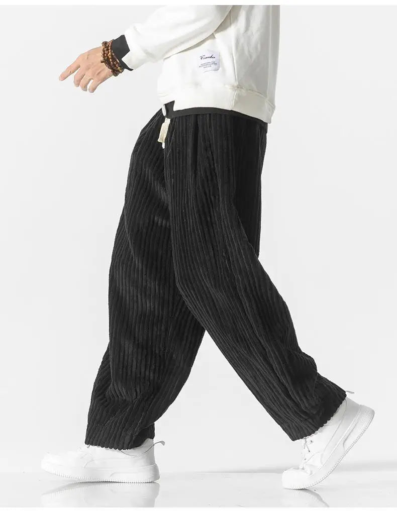 Geribbelde Relaxed Fit Broek