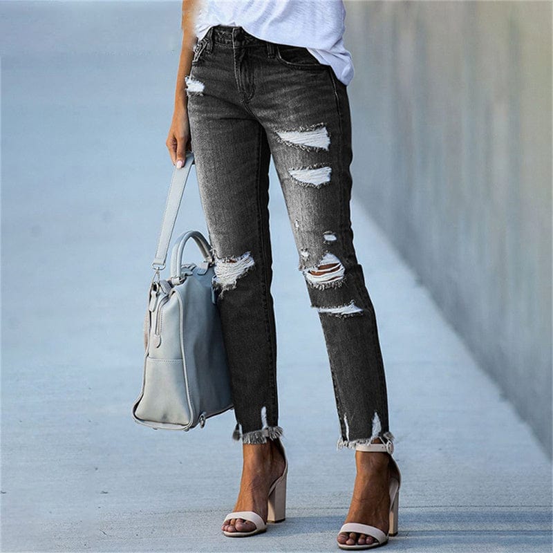 Ripped Jeans Dames| Hoge Taille Skinny Stretch