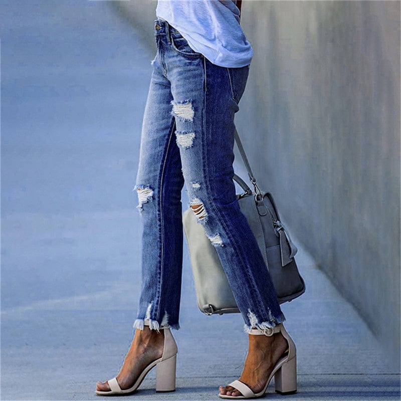 Ripped Jeans Dames| Hoge Taille Skinny Stretch
