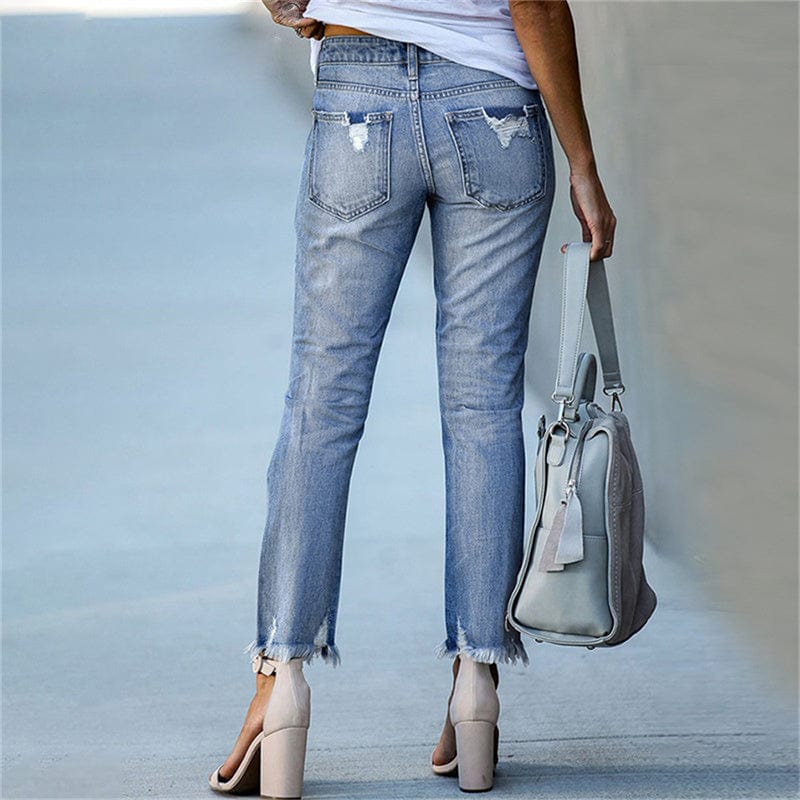 Ripped Jeans Dames| Hoge Taille Skinny Stretch