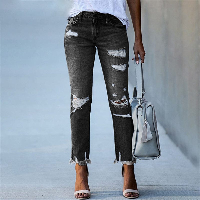 Ripped Jeans Dames| Hoge Taille Skinny Stretch