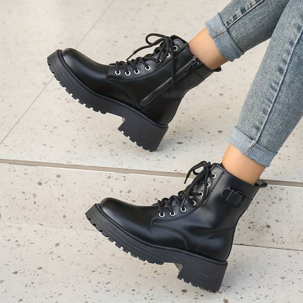 Lysanne - Stoere Enkelhoge Boots met Plateauzool