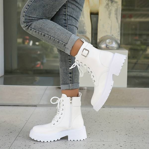 Lysanne - Stoere Enkelhoge Boots met Plateauzool