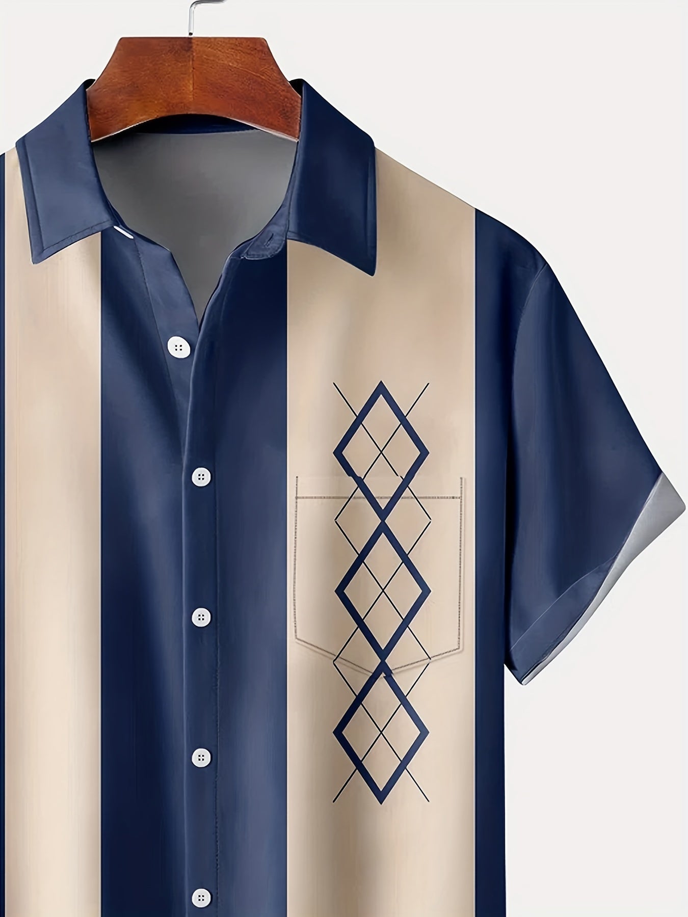 Retro overhemd met korte mouwen en geometrisch design