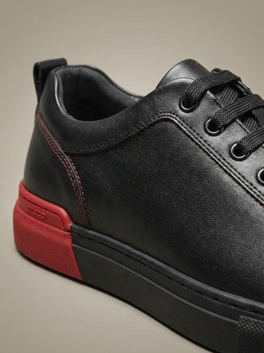 Zwarte Sneakers Heren | Nette Schoenen met Geruit Detail