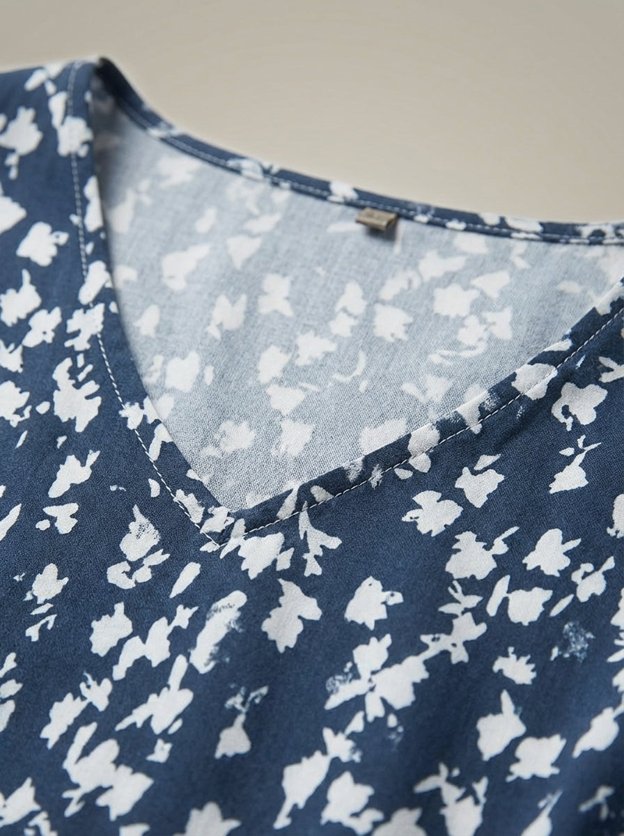 Zomerjurk Dames | Midi Model met V Hals en Print