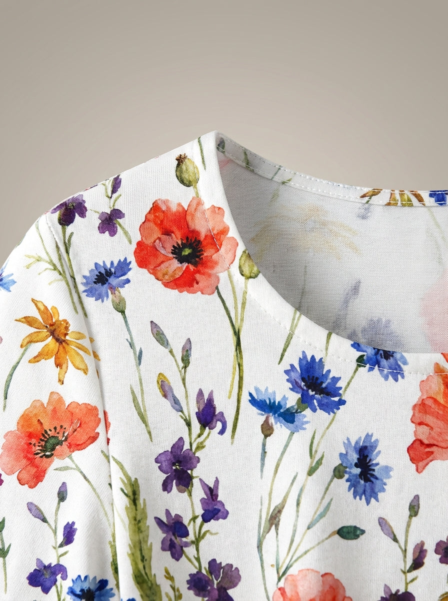 Jurk Dames Bloemenprint | Ronde Hals & Korte Mouwen