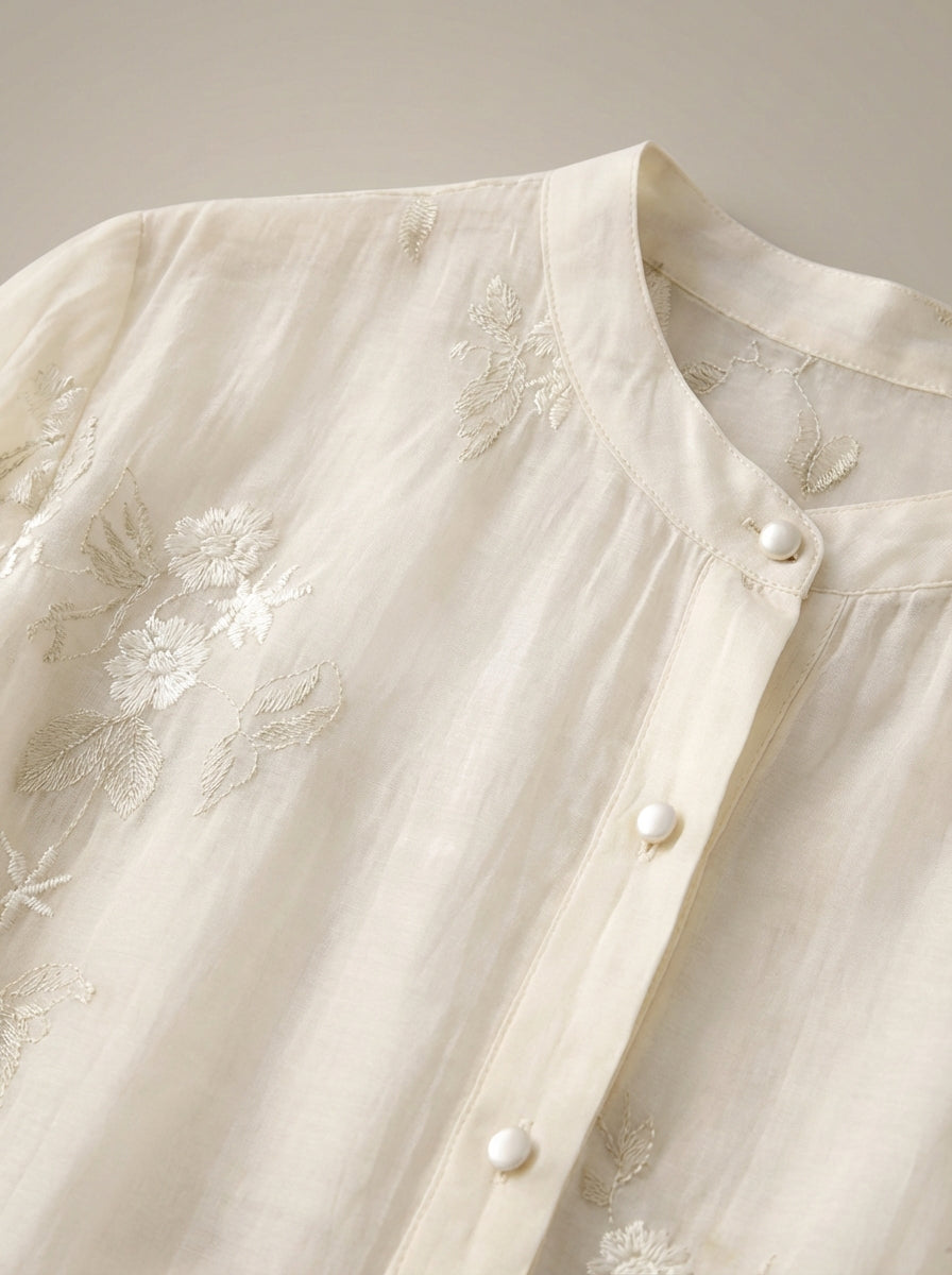 Blouse Dames met Borduursel | Luchtig met Driekwart Mouwen