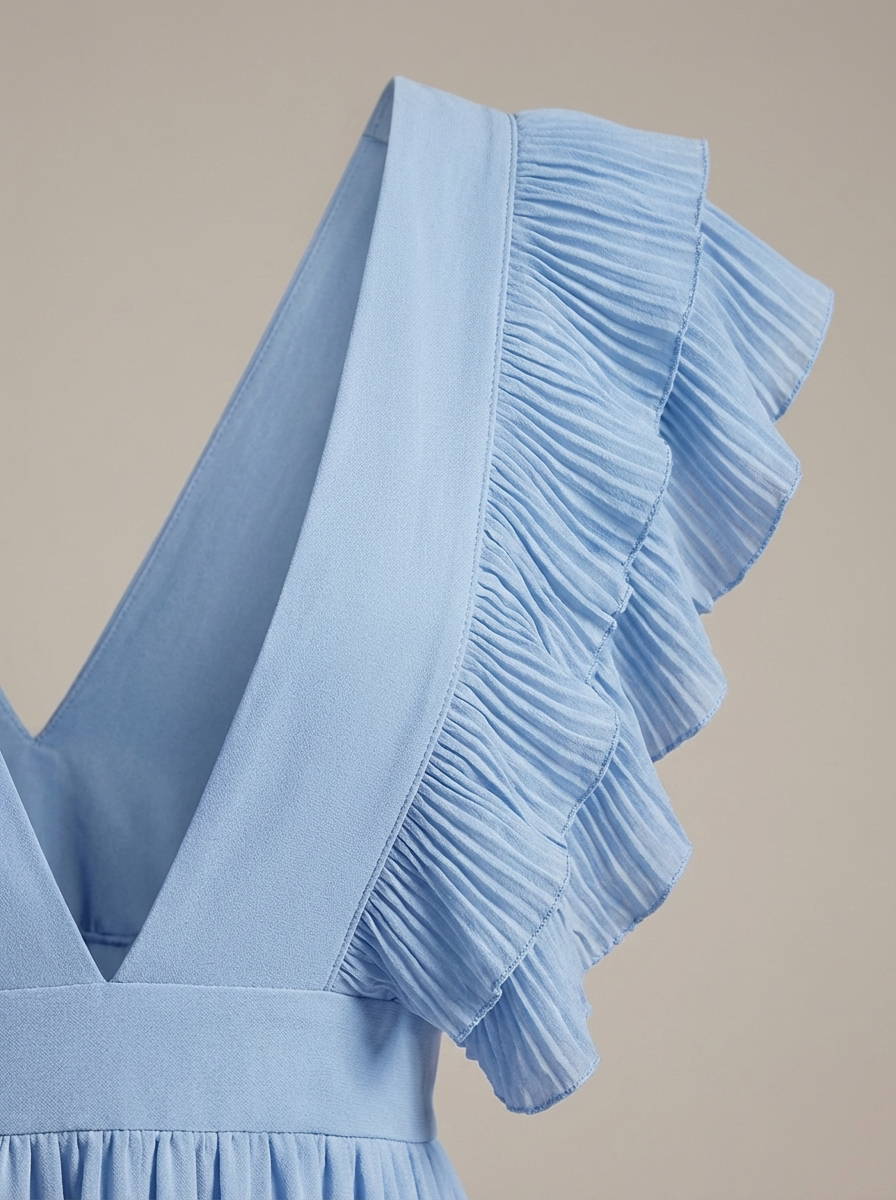 Maxi Jurk Dames | voor Bruiloft met V-hals en Ruches