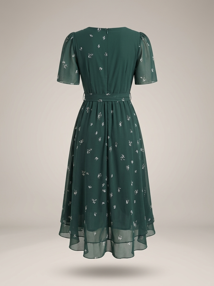 Jurk Dames met Wikkelmodel en Bloemenprint | V-hals