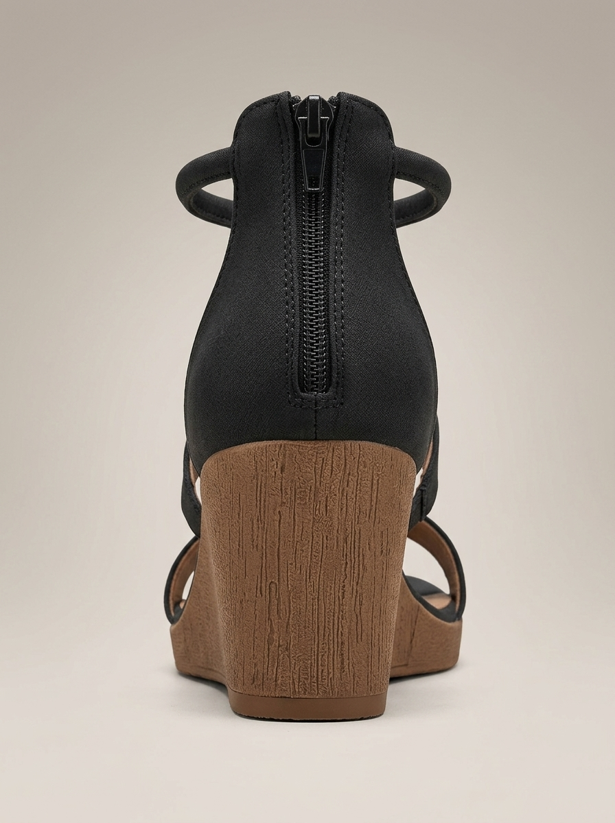 Sandalen Dames met Sleehak | Open Teen met Enkelbandje en Rits