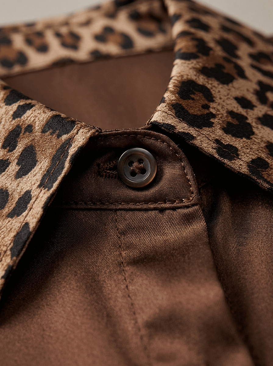 Dames Blouse met Luipaardprint Kraag en Manchetten | Lange Mouwen