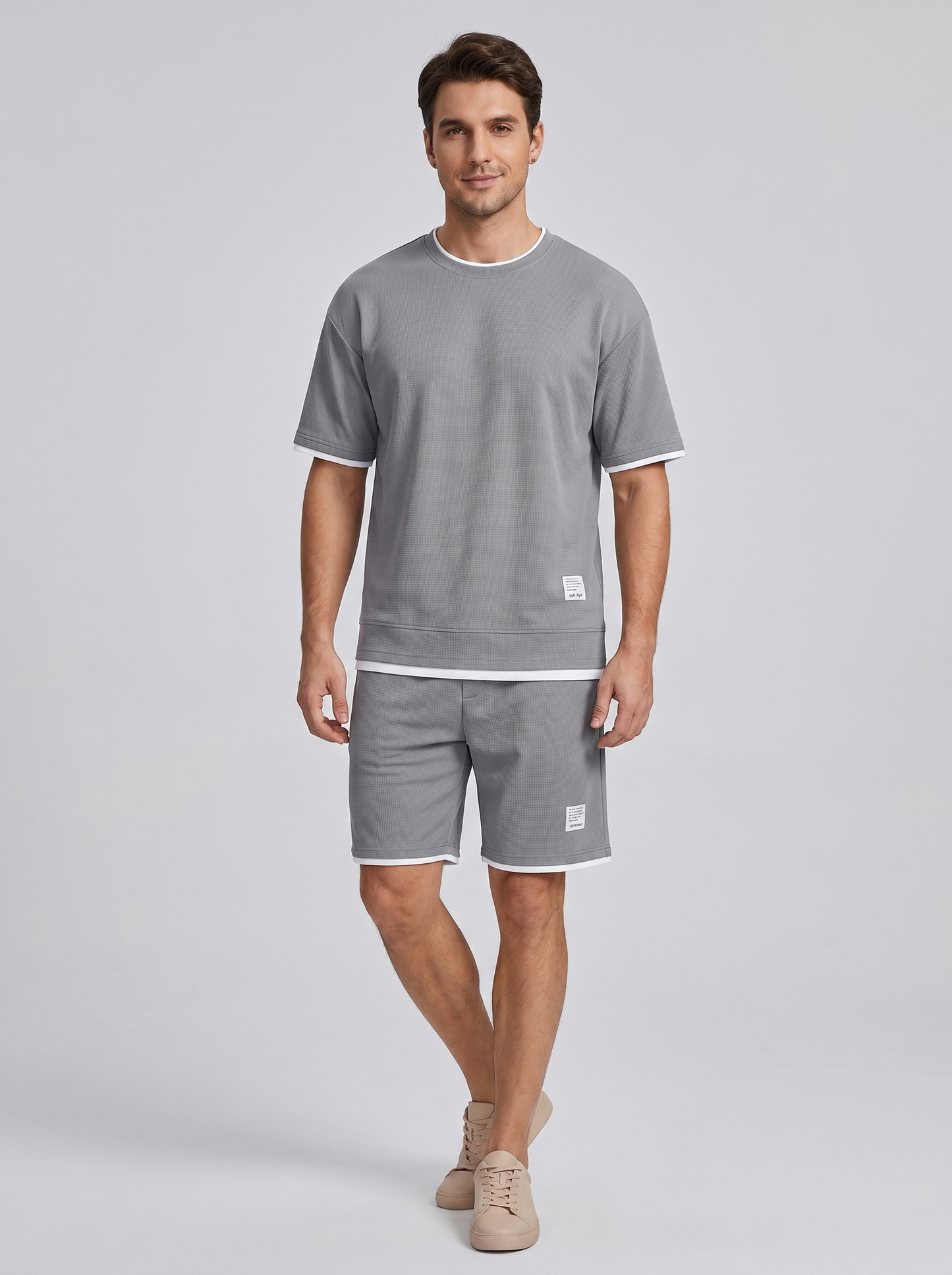 Heren Set Tweedelig | T-shirt met Korte Broek Wafelstructuur