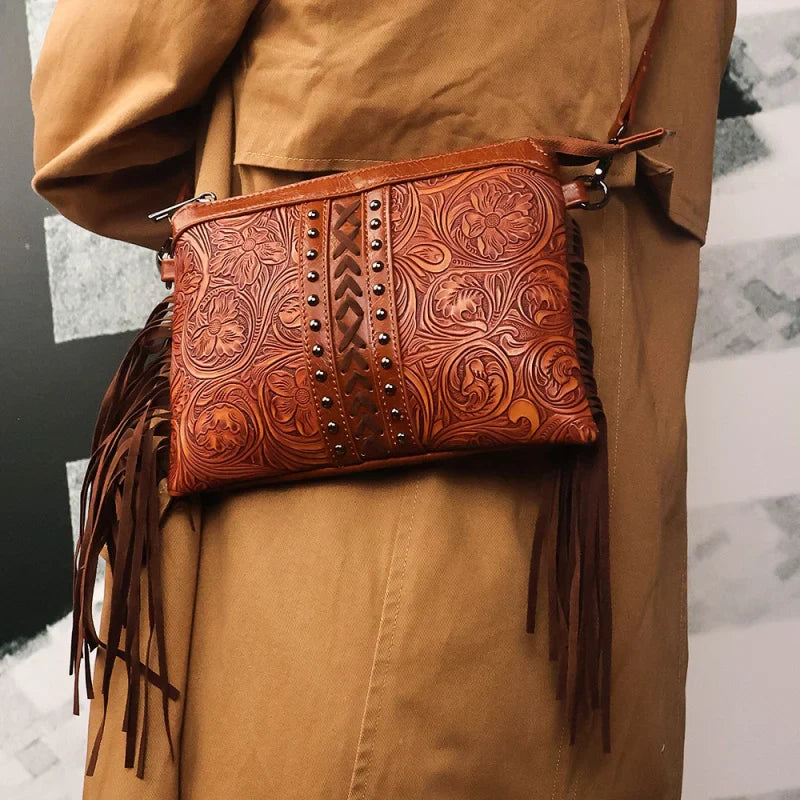 Indira - Bohemian Schoudertas met Reliëf