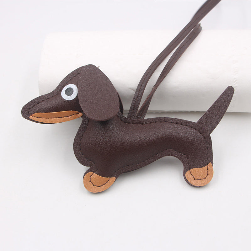 Leren sleutelhanger teckel – schattige honden sleutelhanger dames en heren