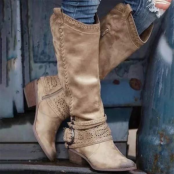 Liora - Lange Boho Laarzen met Gespdetails