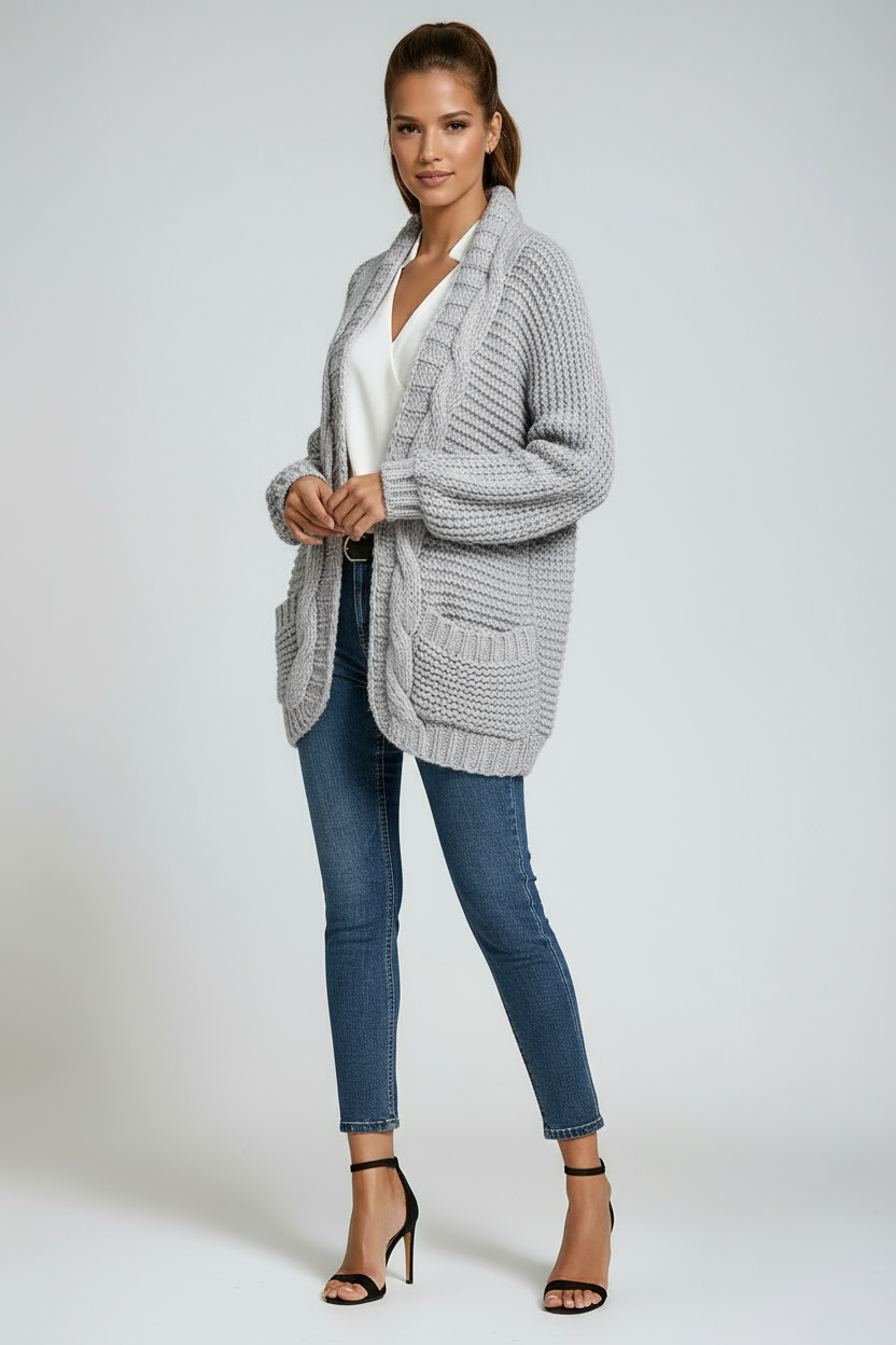 Dames Vest Lange Mouw | Gebreid Met Zakken