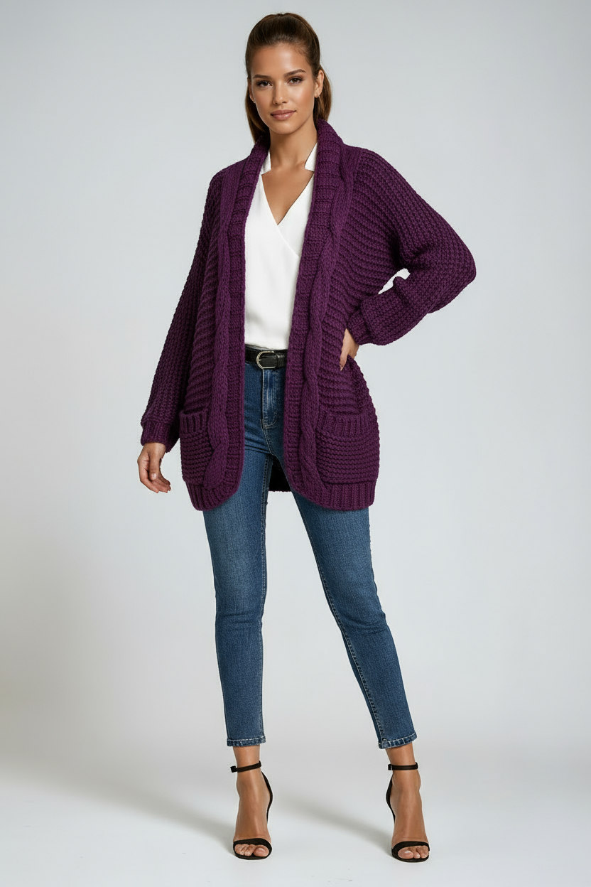 Dames Vest Lange Mouw | Gebreid Met Zakken