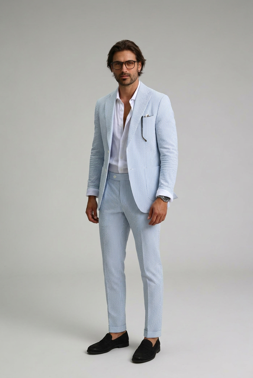 Pak Heren Slim Fit Tweedelig | Gestreept met Reverskraag