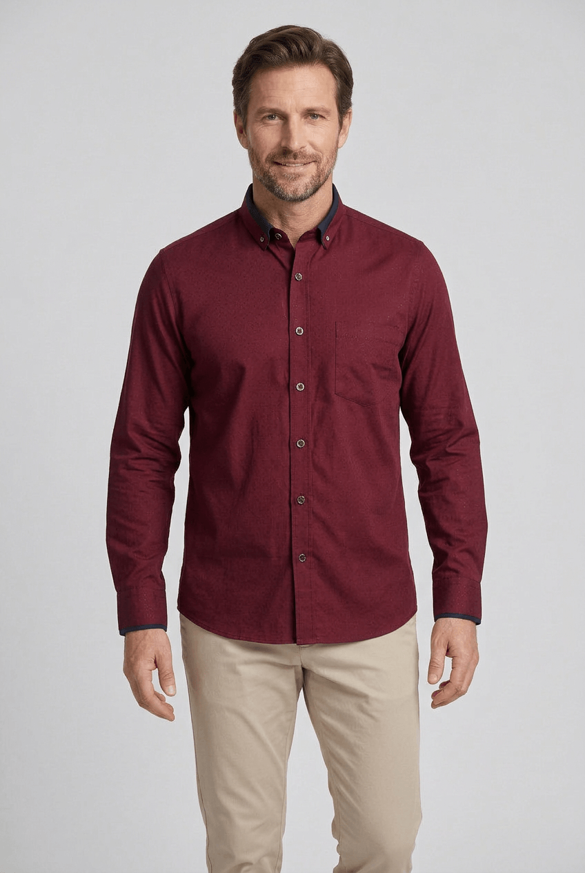Slim Fit Shirt With Long Sleeves And Button Closure For Men | Modern