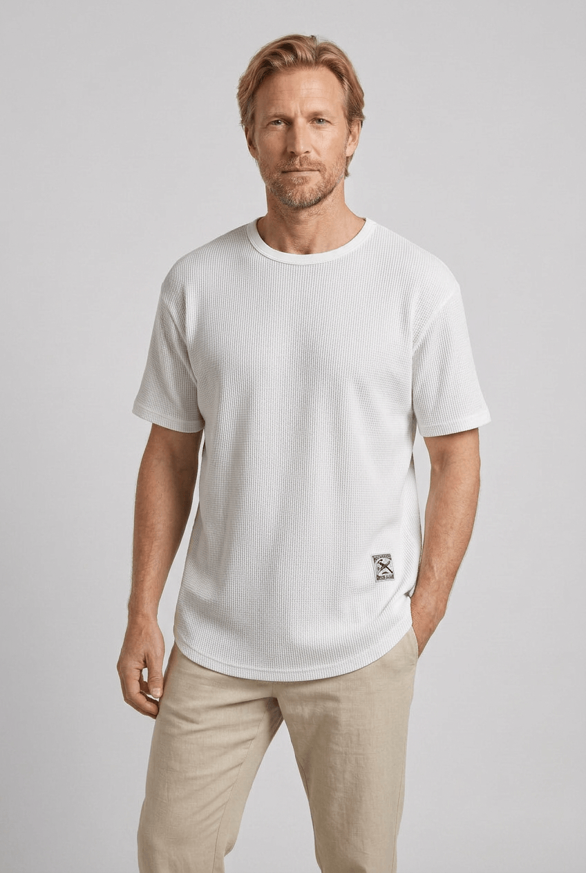 Heren T-shirt met Ronde Hals en Wafelstructuur | Casual