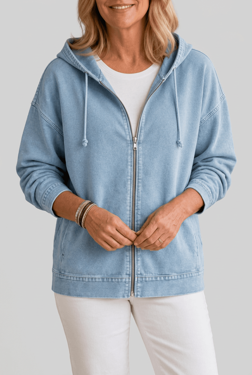 Dames Hoodie | Volledige Rits & Gewassen Look