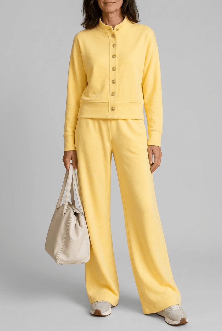 Dames Loungewear Set | Knopen Vest & Wijde Broek
