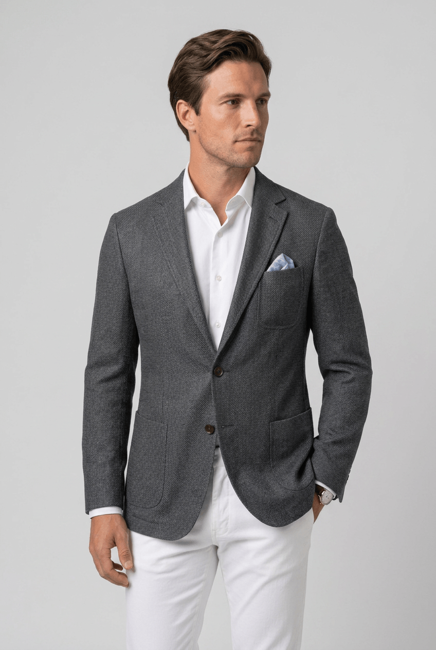 Blazer Heren Slim Fit | Notch Revers & Gestructureerde Stof