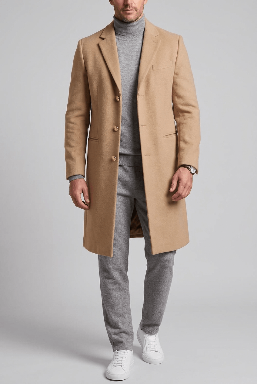 Heren Lange Jas | Getailleerde Revers & Klassiek Model