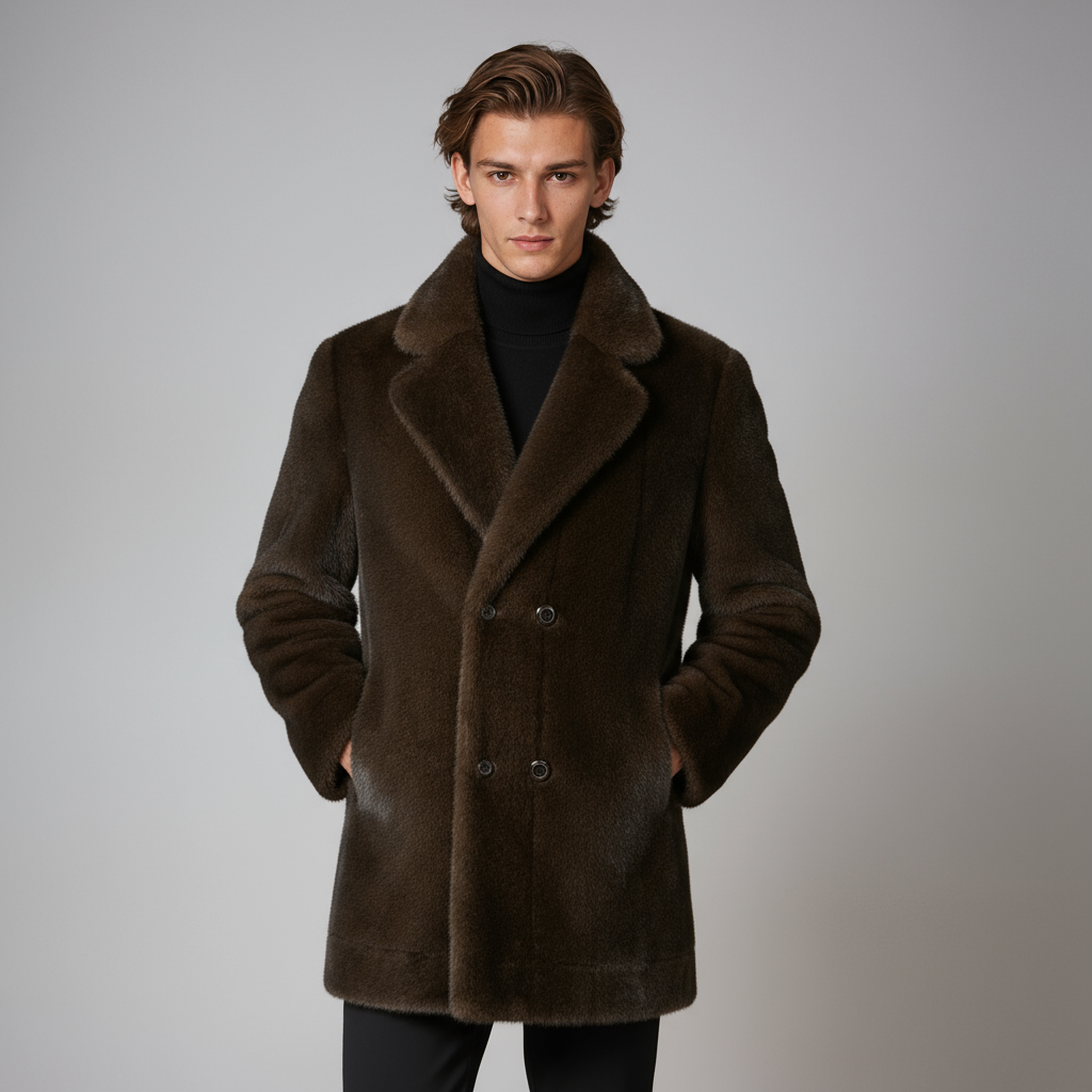 Winterjas Heren Mantel | Bont & Knoopsluiting