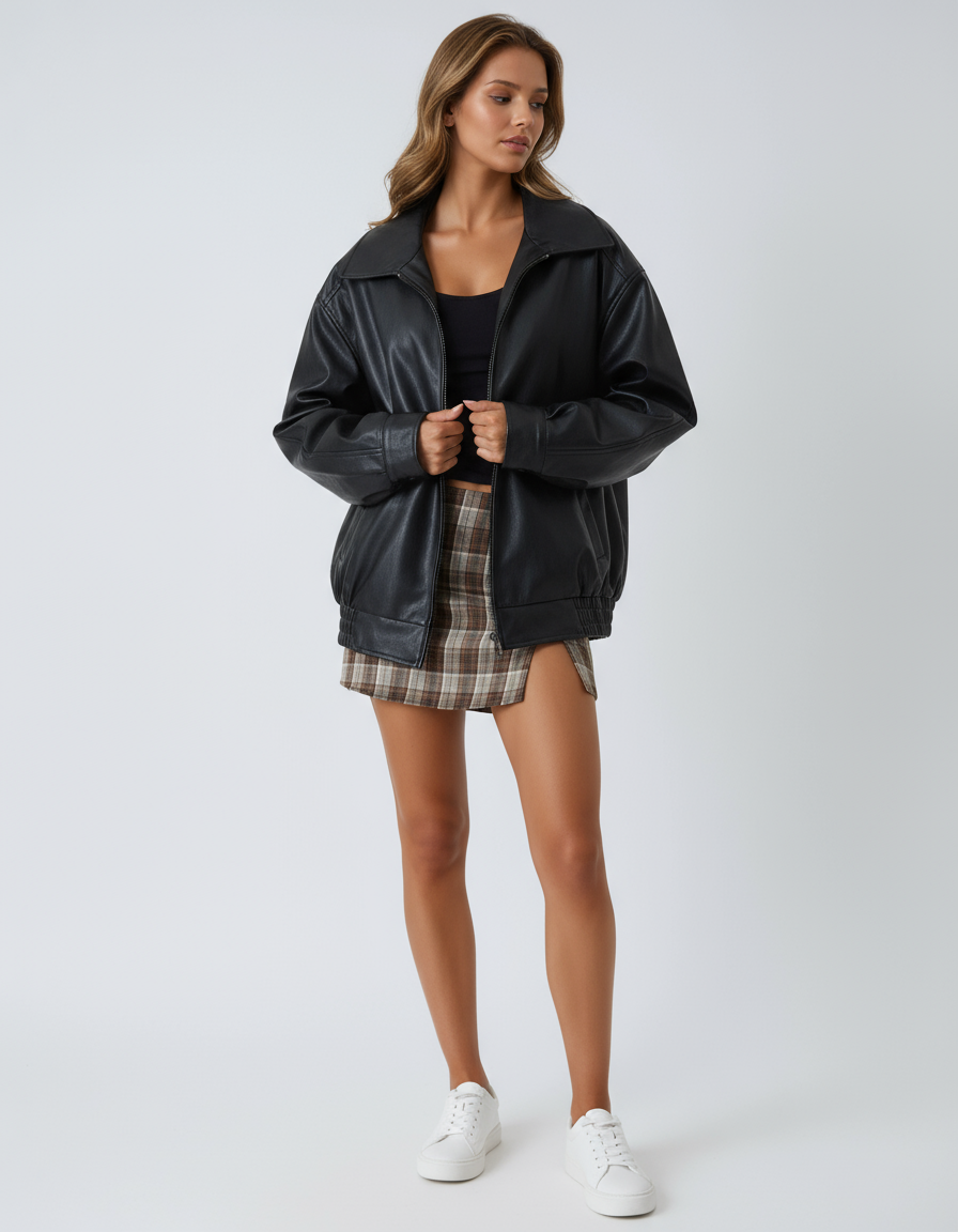 Dames Leren Jas – Oversized Model