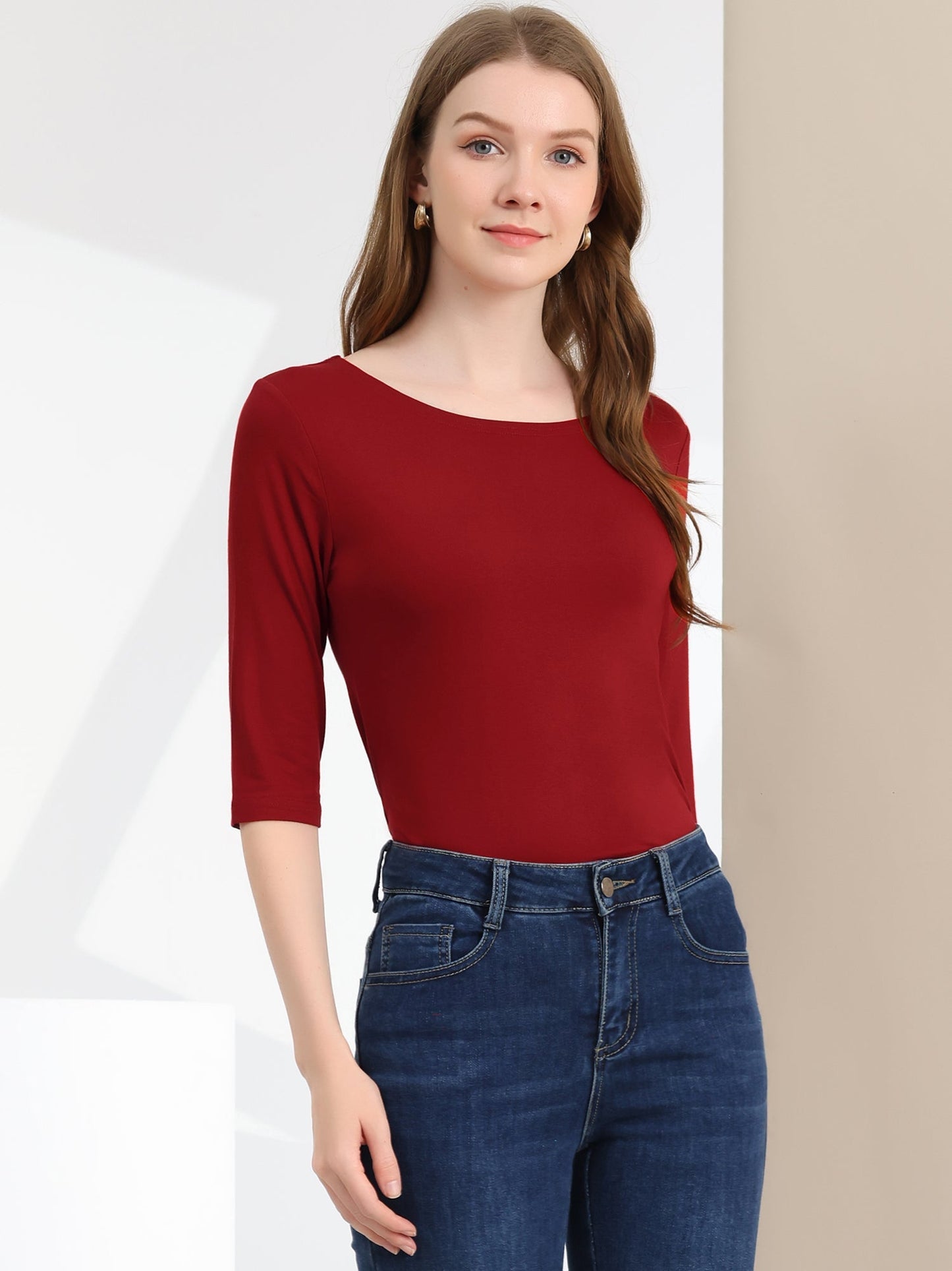 Lina Shirt Dames | Ronde Hals & 3/4 Mouwen