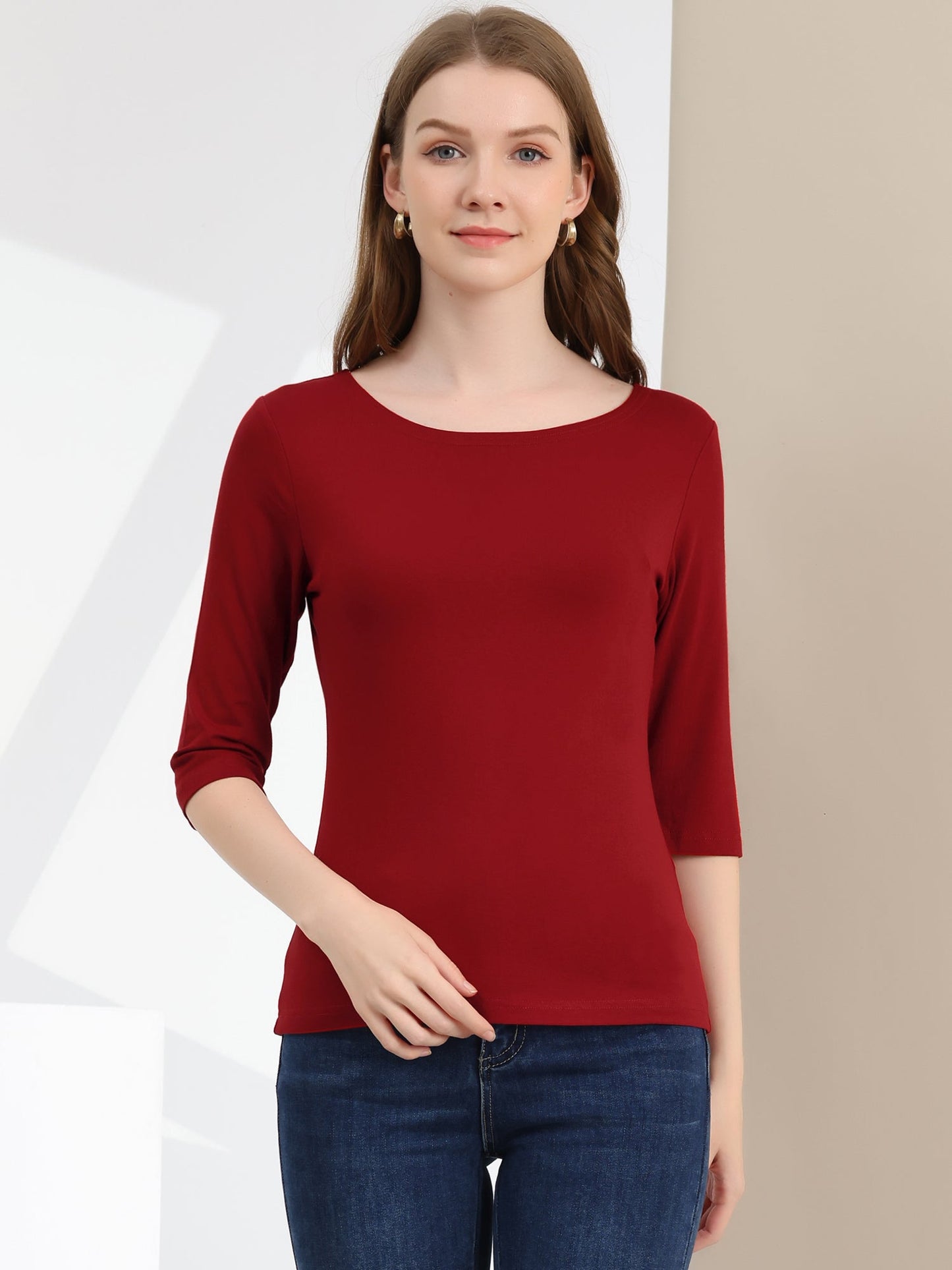 Lina Shirt Dames | Ronde Hals & 3/4 Mouwen