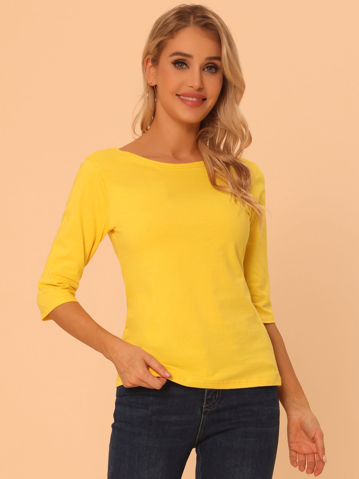 Lina Shirt Dames | Ronde Hals & 3/4 Mouwen