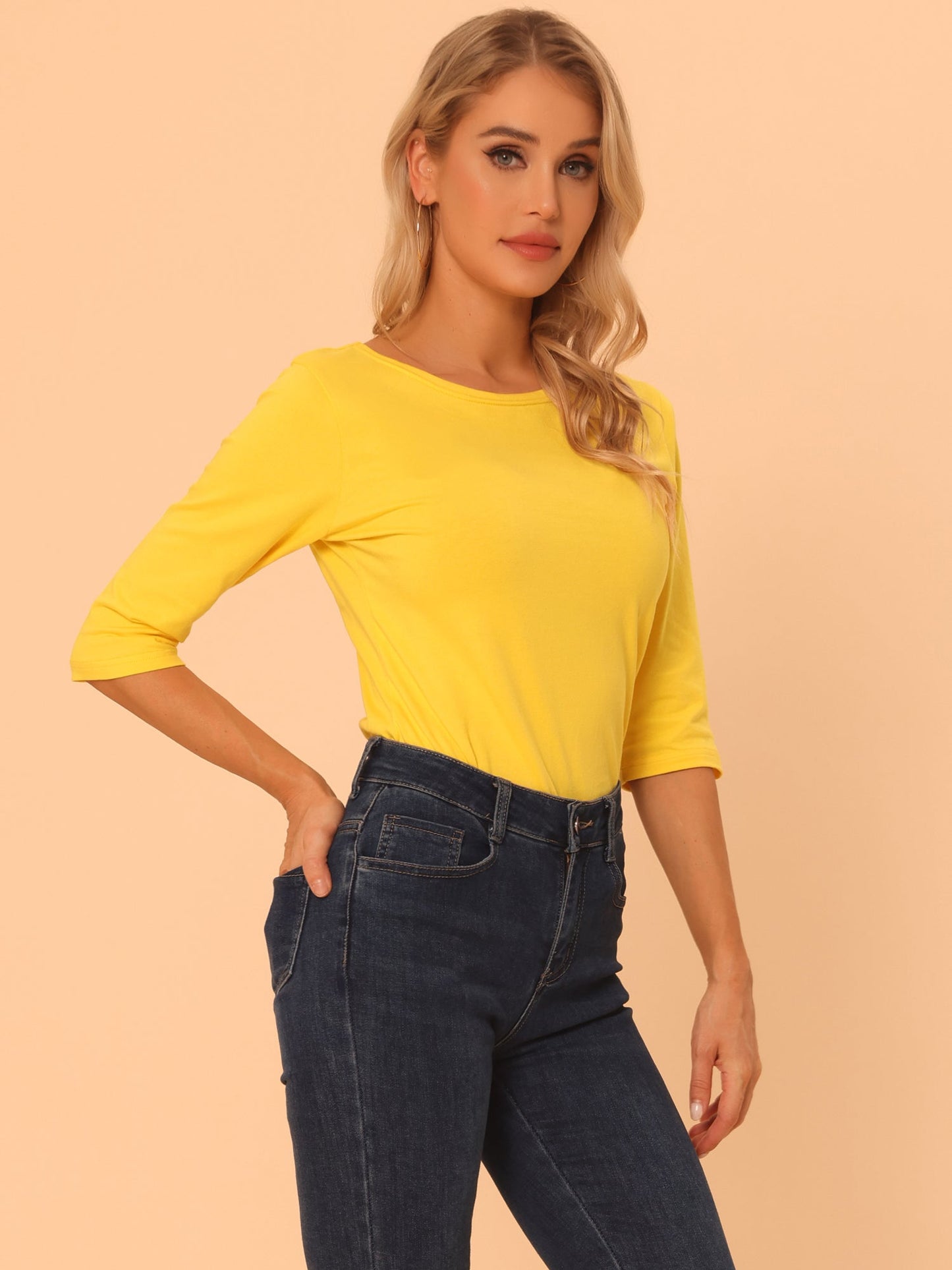 Lina Shirt Dames | Ronde Hals & 3/4 Mouwen
