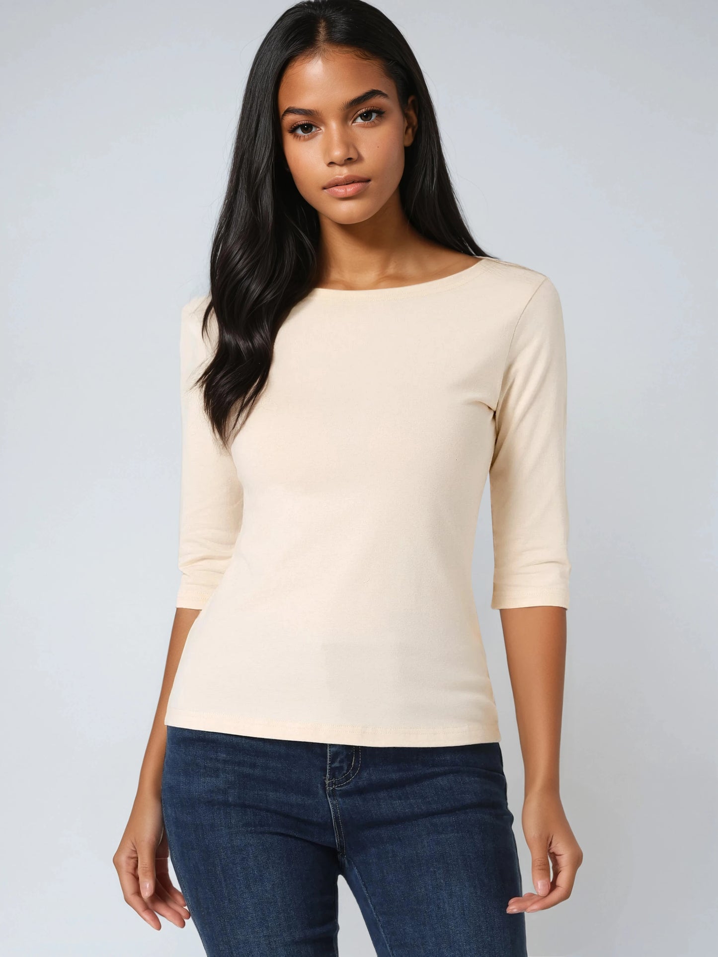 Lina Shirt Dames | Ronde Hals & 3/4 Mouwen