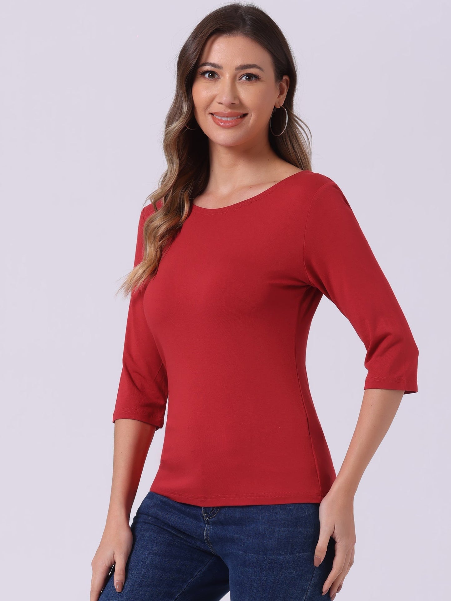 Lina Shirt Dames | Ronde Hals & 3/4 Mouwen