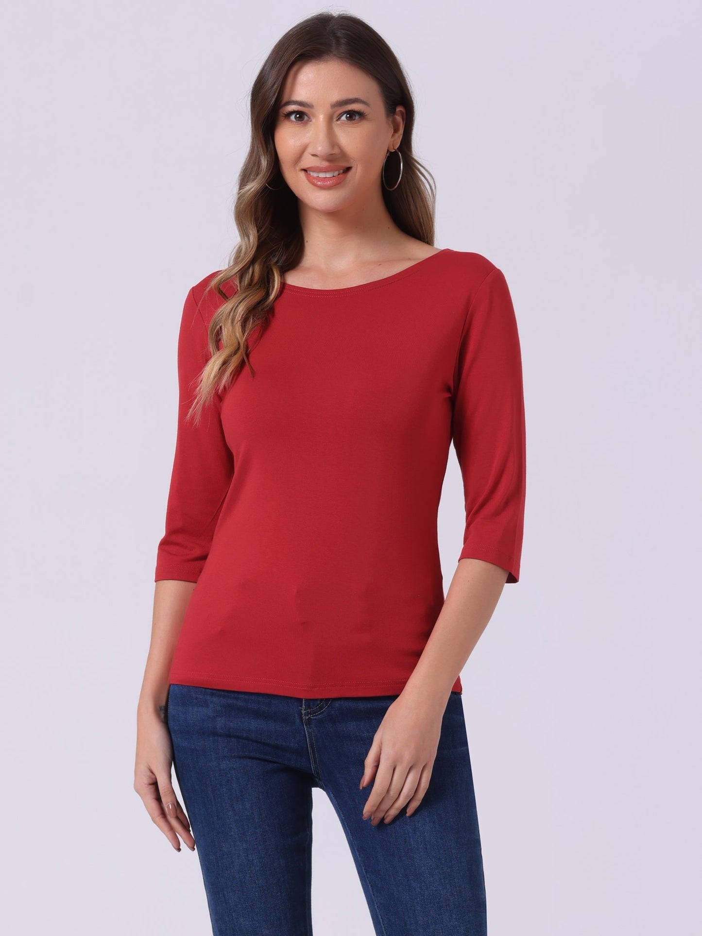 Lina Shirt Dames | Ronde Hals & 3/4 Mouwen